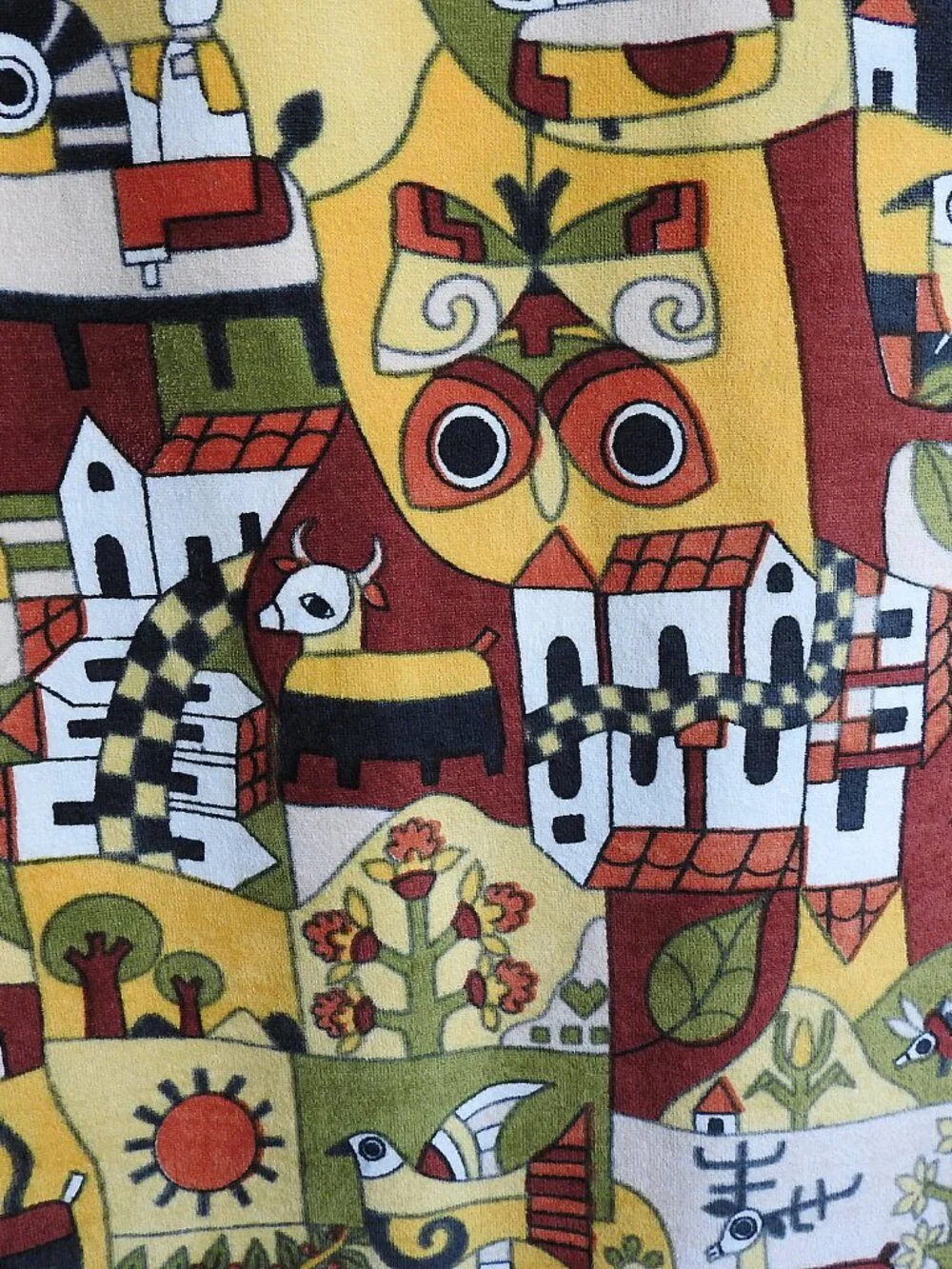 1970s Hilasal La Palma El Salvador Folk Art Beach Towel 35x68